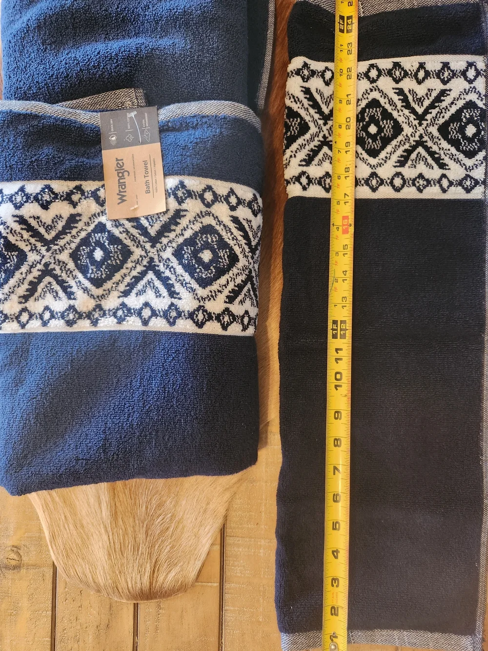 Wrangler Navy and White Patterned Bath Towels